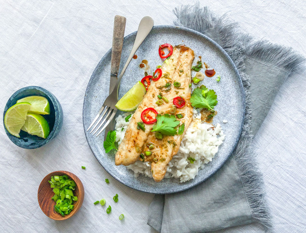 Wolfsbarsch nach Thai-Art mit Kokosreis-image