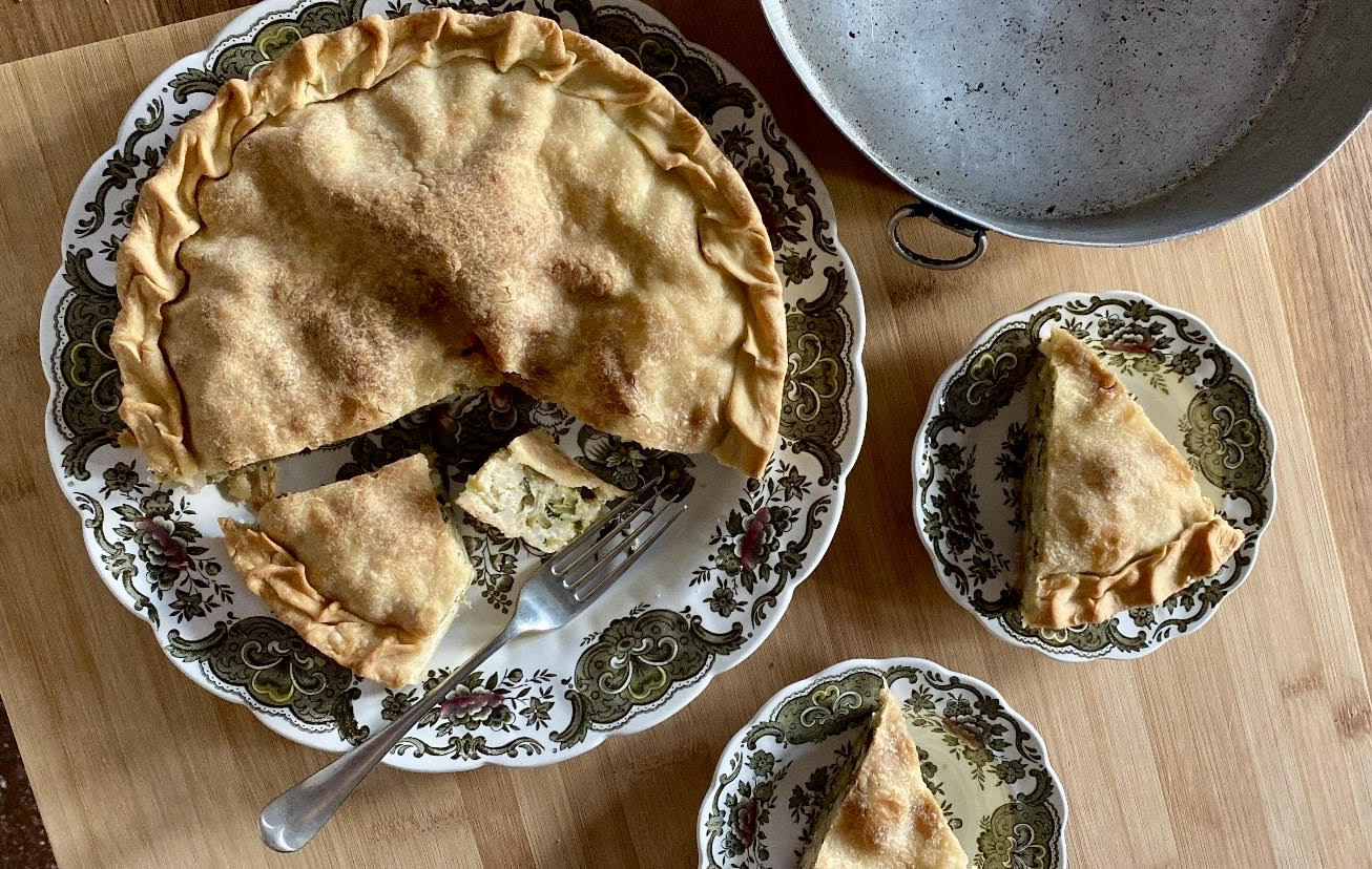 Torta con zucchine, riso e maggiorana
