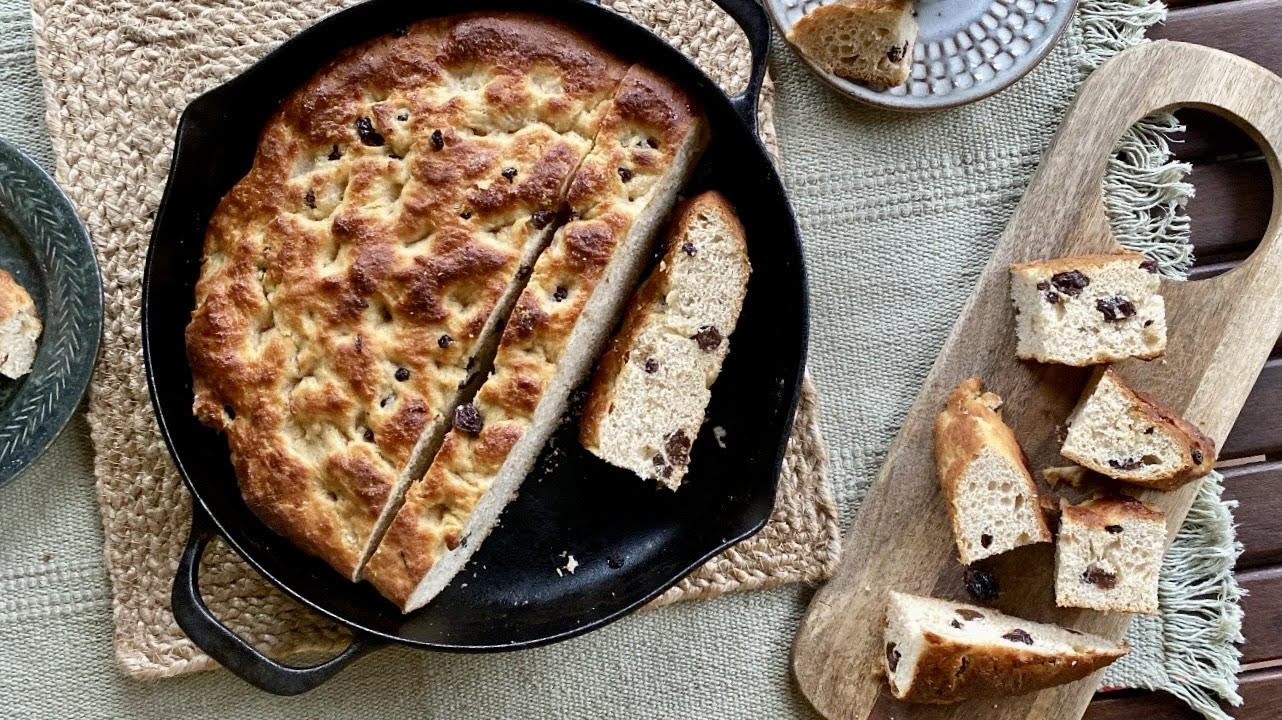 Focaccia con l'uvetta